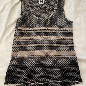 M Missoni knitted tank top. XS. Gray, black, and white.